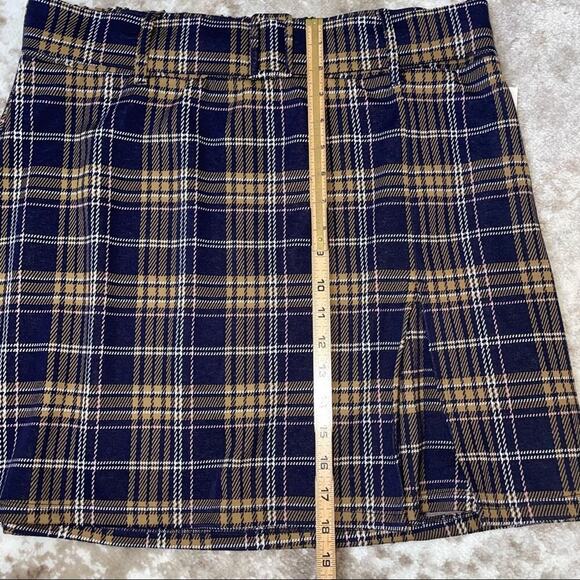 NEW - SO Juniors plaid school girl pleated skirt in navy and mustard color SZ XL - Picture 6 of 9
